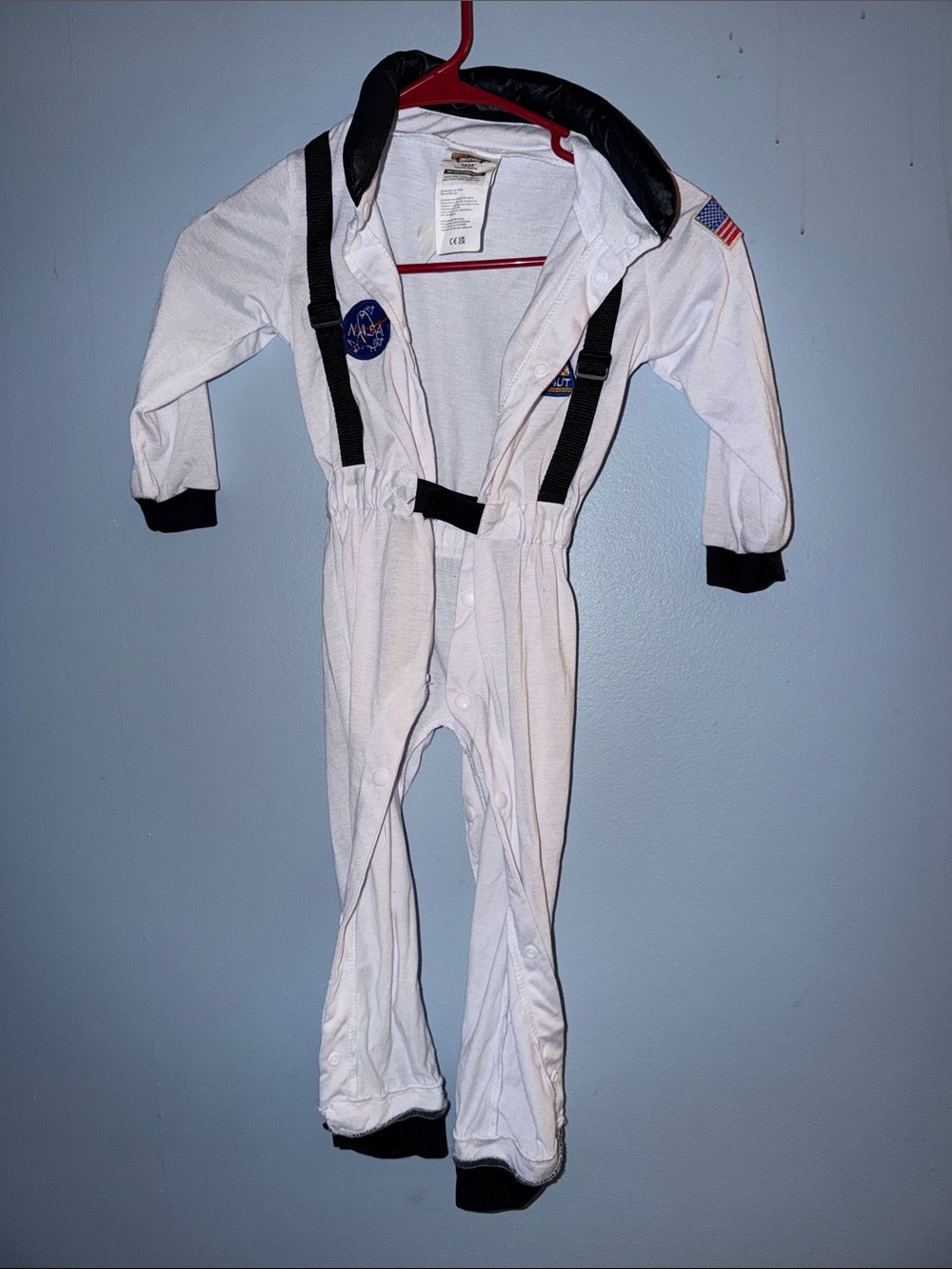 Kids small White NASA snap close Astronaut Jumpsuit Costume with Black Trim